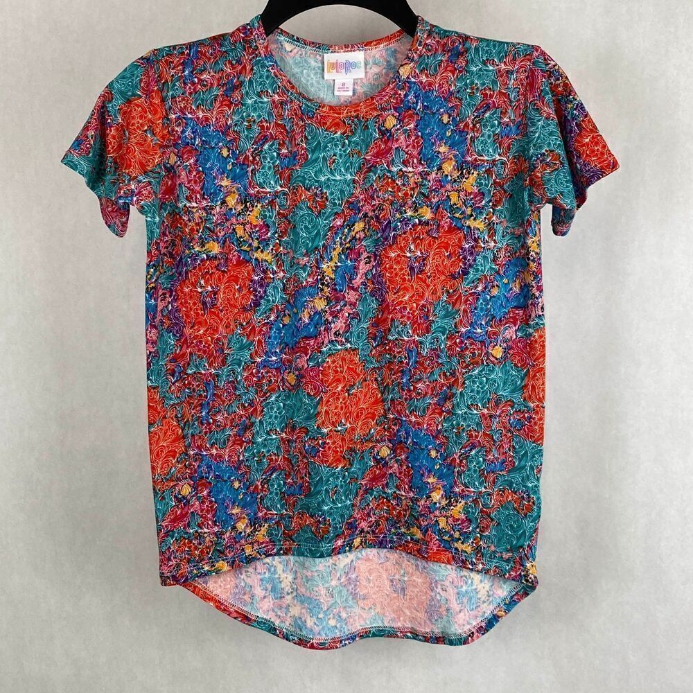 Girls Shirt Sz 8 Multicolor Abstract Floral Print Soft Comfortable LLR Graciee